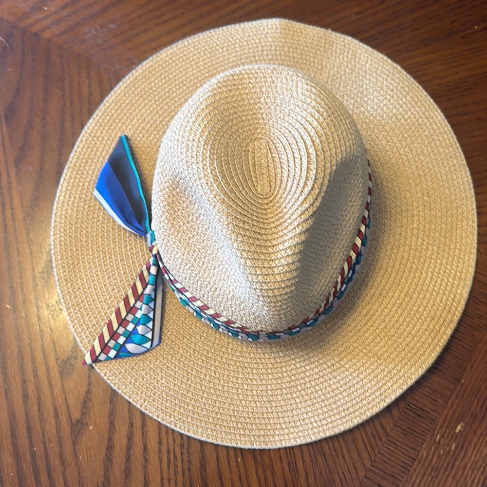 Sun Hat w/ silk tie